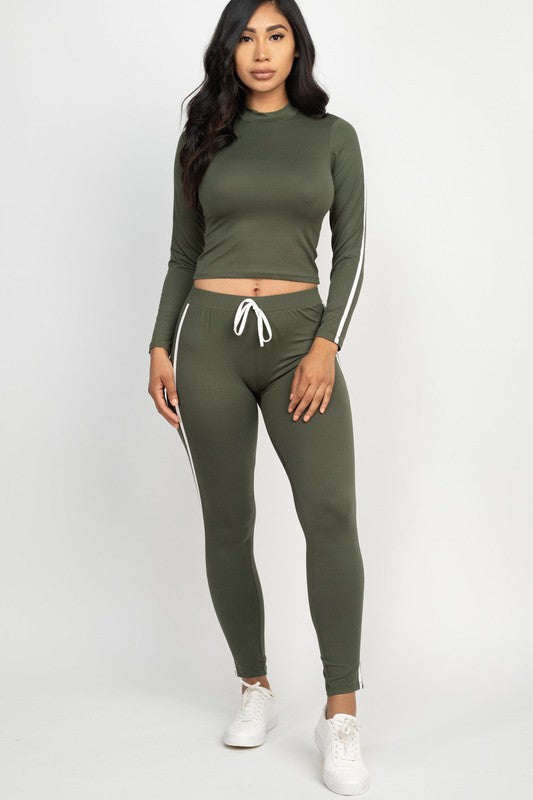 Olive Green Croptop | Leggings