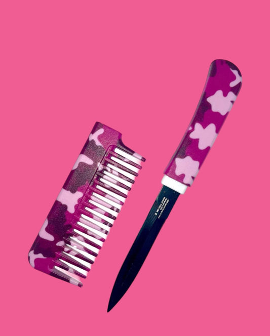 Purple camo Comb Knife