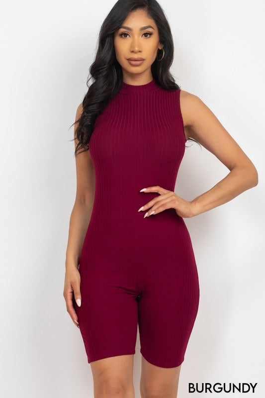 Red wine zip up romper